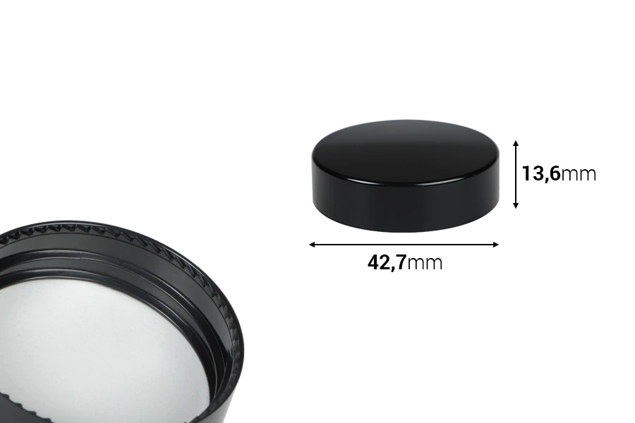 Plastični crni MAT zatvarač sa unutrašnjom zaptivkom-dimenzije_slike