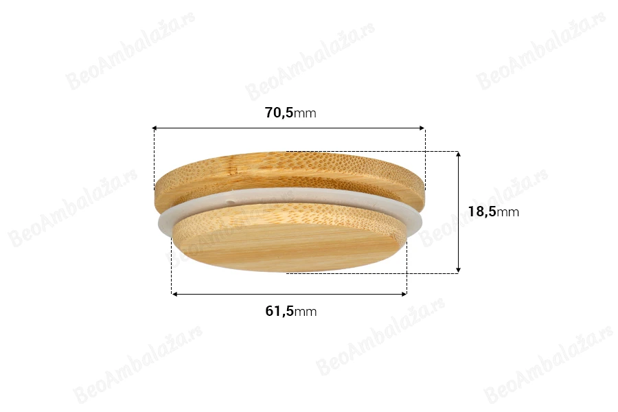 Drveni poklopac sa gumicom za tegle sa unutrašnjim prečnikom grla 61.5 mm-dimenzije_slike