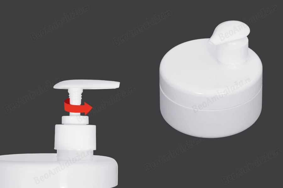 Plastični beli zatvarač za plastične kutije sa pumpicom za kreme-dimenzije_slike