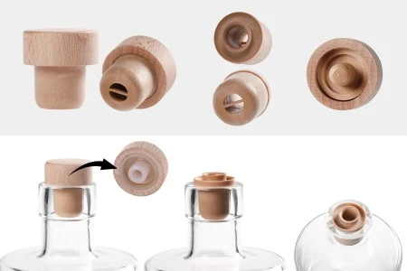 Čep od sintetičke silikonske plute f23 mm sa dozerom i drvenom odvojivom glavom-3