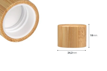 Plastični zatvarač PP18 sa presvlakom od bambusa , unutrašnjom zaptivkom i plastičnim čepom-2