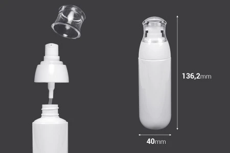 Plastična PET bočica od 80mL sa belom pumpicom i providnim zatvaračem-2