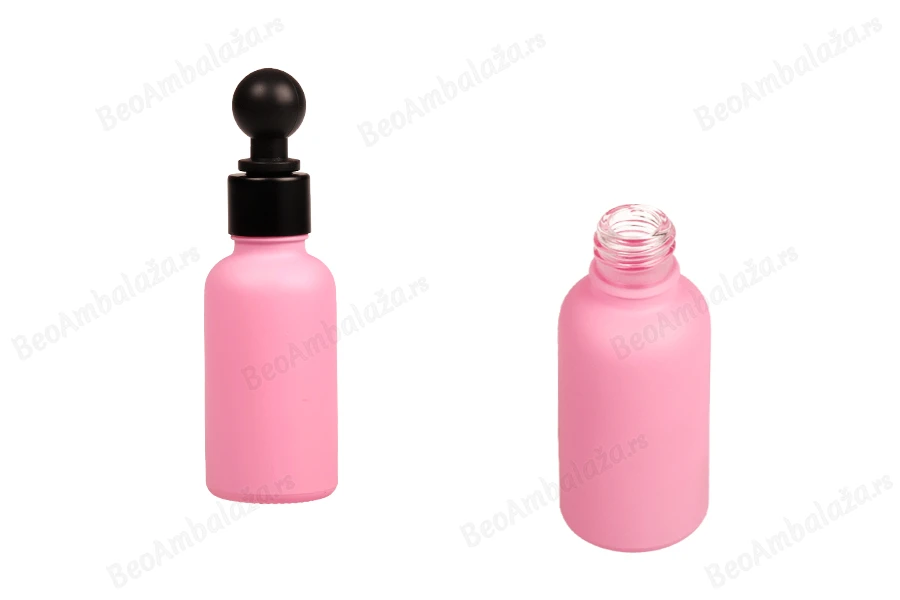 Roze MAT staklena bočica za etarska ulja 30mL, sa grlom PP18 - bez zatvarača-grupa_slika