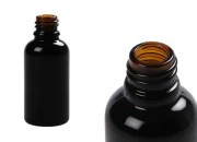 Crna sjajna staklena bočica za etarska ulja 30mL, sa grlom PP18 Crna sjajna staklena bočica za etarska ulja 30mL, sa grlom PP18