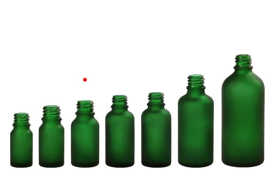 Zelena staklena bočica od peskiranog stakla za etarska ulja 15mL, sa grlom PP18 - bez zatvarača Zelena staklena bočica od peskiranog stakla za etarska ulja 15mL, sa grlom PP18 - bez zatvarača-grupa_slika
