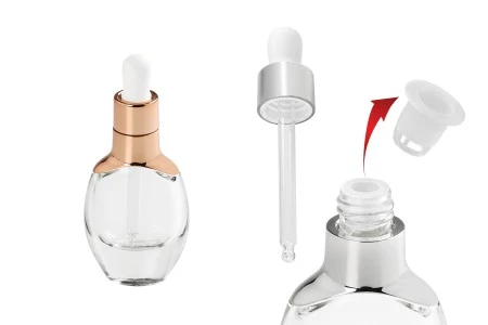 Staklena bočica 30mL sa pipetom i regulatorom protoka u srebrnoj ili bronzanoj boji-2