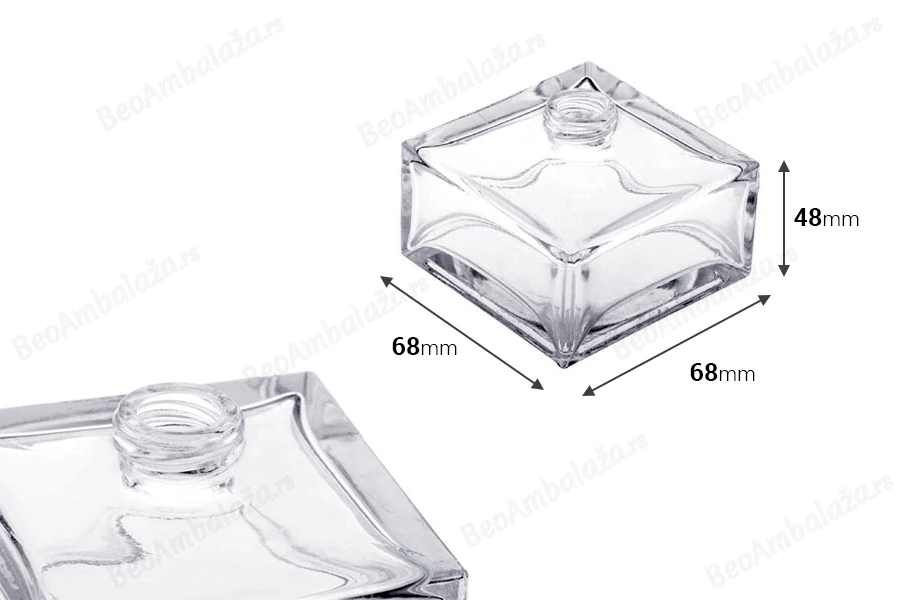 Staklena četvrtasta flašica od 70mL-dimenzije_slike