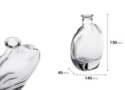 Staklena ovalna providna flaša 250mL-dimenzije_slike