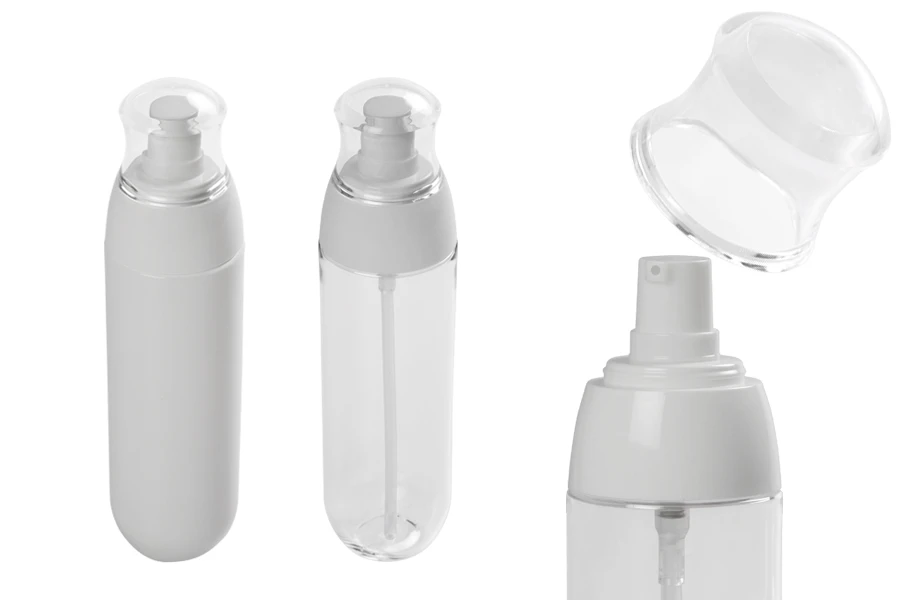 PET flašica 100mL sa belom pumpicom i providnim zatvaračem