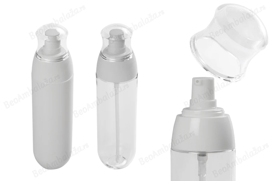 PET flašica 100mL sa belom pumpicom i providnim zatvaračem-slika_proizvoda