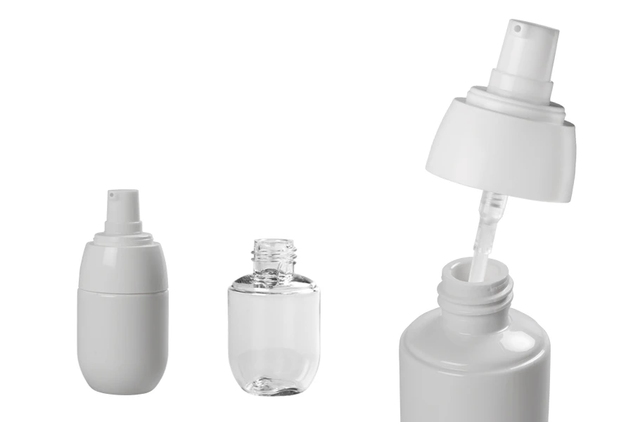 PET bočica 30mL sa belom pumpicom i providnim zatvaračem PET bočica 30mL sa belom pumpicom i providnim zatvaračem