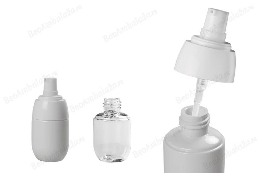 PET bočica 30mL sa belom pumpicom i providnim zatvaračem-grupa_slika