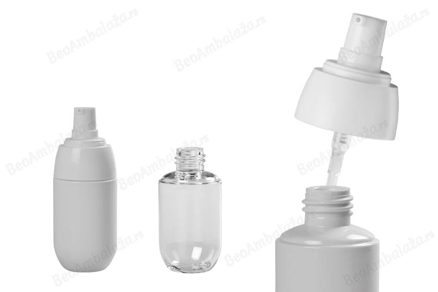 PET bočica 50mL sa belom pumpicom i providnim zatvaračem-grupa_slika