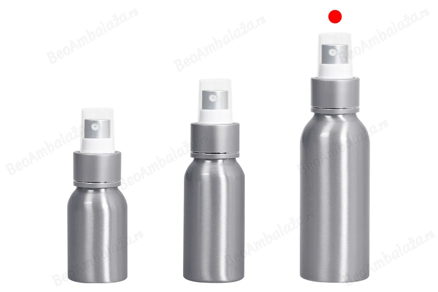 Aluminijumska boca 100mL sa sprejom i providnim zatvaračem - 10 kom-grupa_slika