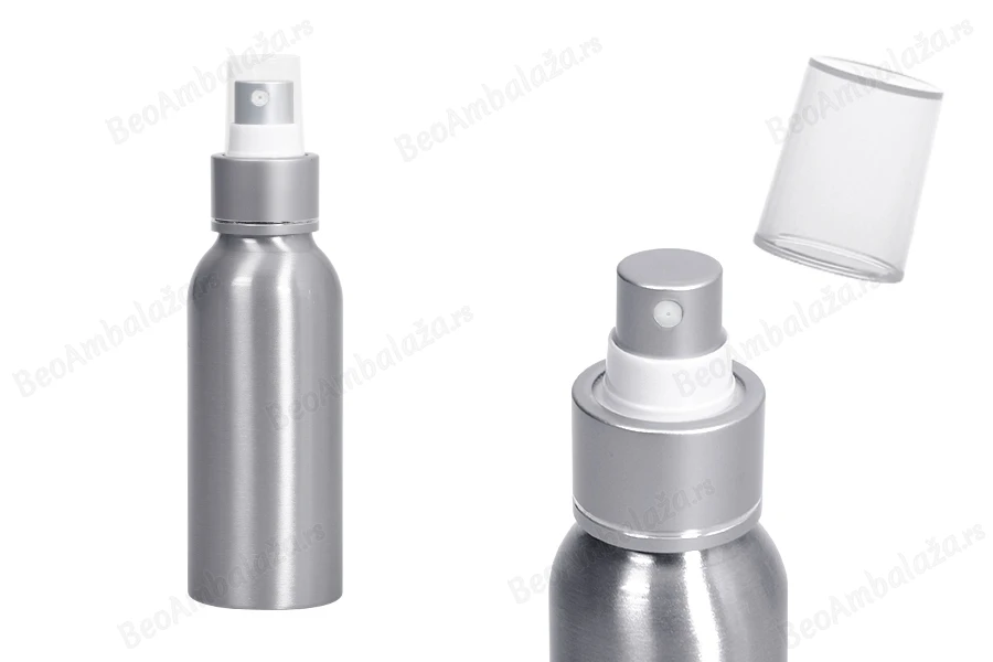 Aluminijumska boca 100mL sa sprejom i providnim zatvaračem - 10 kom-slika_proizvoda