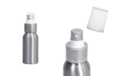 Aluminijumska boca 50mL sa sprejom i plastičnim zatvaračem - 10 kom-1