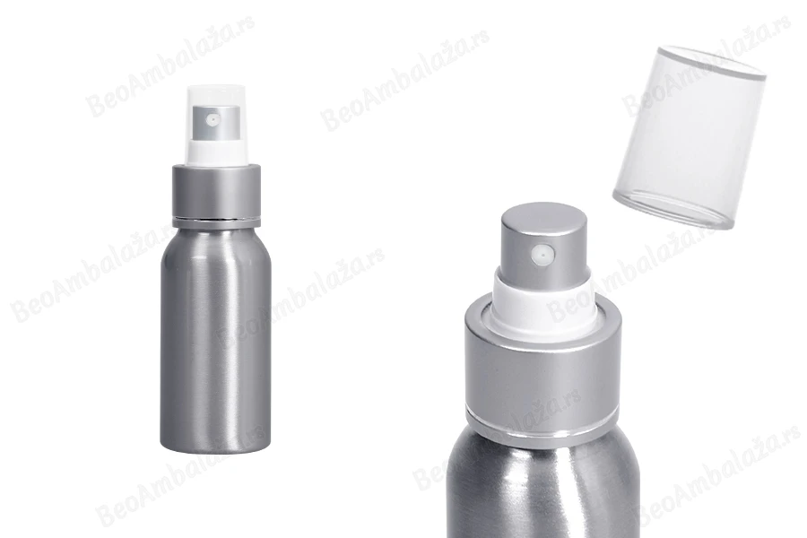 Aluminijumska boca 50mL sa sprejom i plastičnim zatvaračem - 10 kom-slika_proizvoda