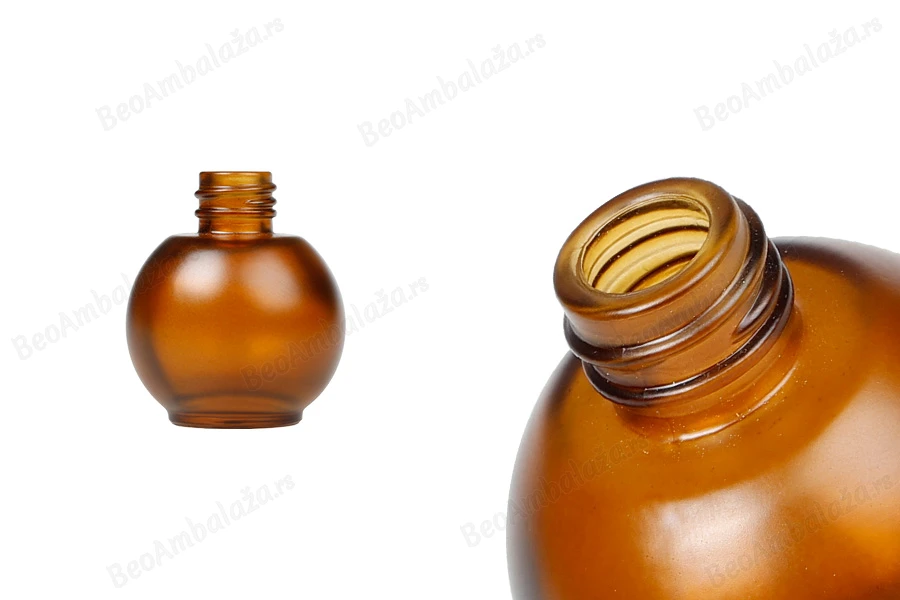 Okrugla staklena bočica od 30mL, od karamel braon peskiranog stakla-slika_proizvoda