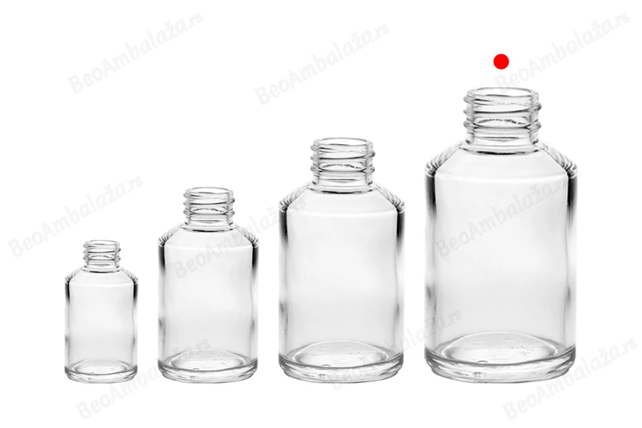 Staklena okrugla providna flašica 200mL, PP28-grupa_slika