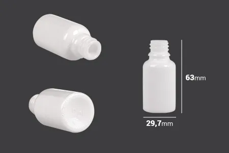Staklena bočica 15mL za etarska ulja u beloj boji, sa grlom PP18-2