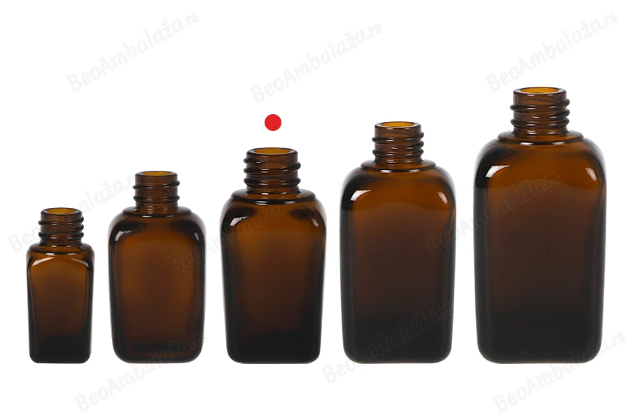 Staklena karamel bočica za etarska ulja 30mL, sa grlom PP18-grupa_slika
