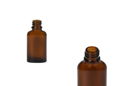 Staklena ovalna karamel bočica za etarska ulja 20mL, sa grlom PP18-1