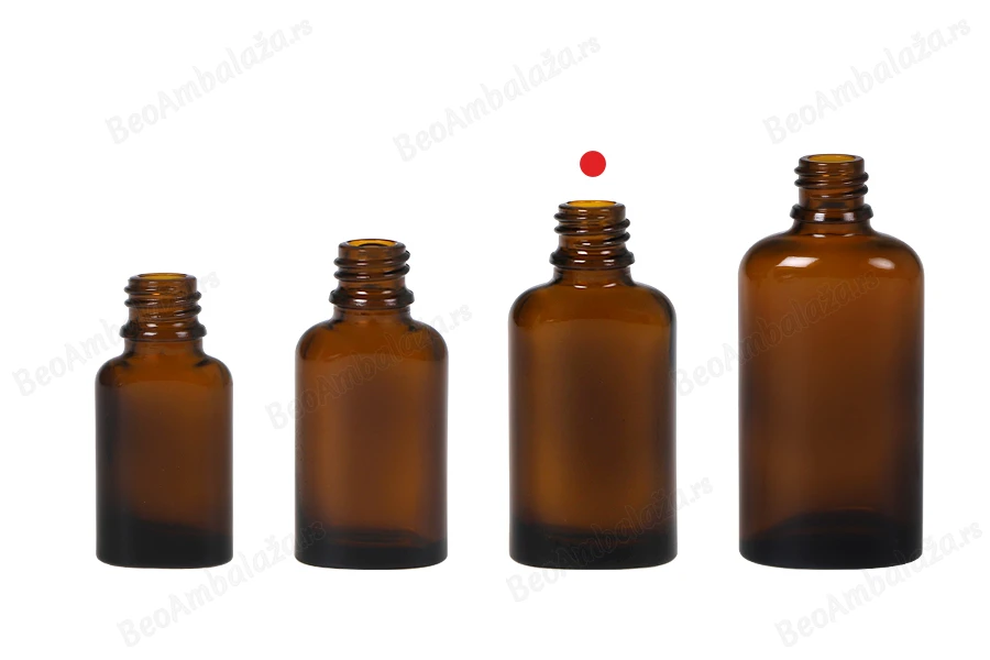 Staklena ovalna karamel bočica za etarska ulja 30mL, sa grlom PP18-grupa_slika