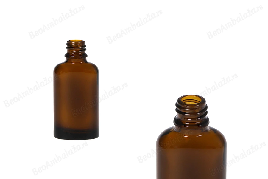 Staklena ovalna karamel bočica za etarska ulja 30mL, sa grlom PP18-slika_proizvoda