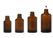 Staklena ovalna bočica 50mL za etarska ulja u braon boji, sa grlom PP18-grupa_slika