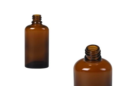 Staklena ovalna bočica 50mL za etarska ulja u braon boji, sa grlom PP18-1