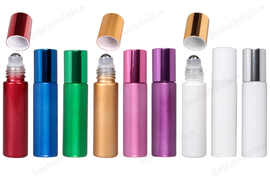 Staklena roll-on bočica 10mL sa metalnom kuglicom, u raznim bojama-slika_proizvoda
