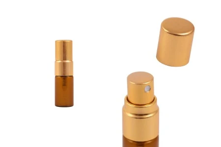 Staklena braon bočica 2mL za parfeme, sa aluminijumskim sprejom i poklopcem - 6 kom-1