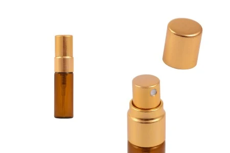 Staklena braon bočica 3mL za parfeme, sa sprejom i aluminijumskim zatvaračem - 6 kom-1