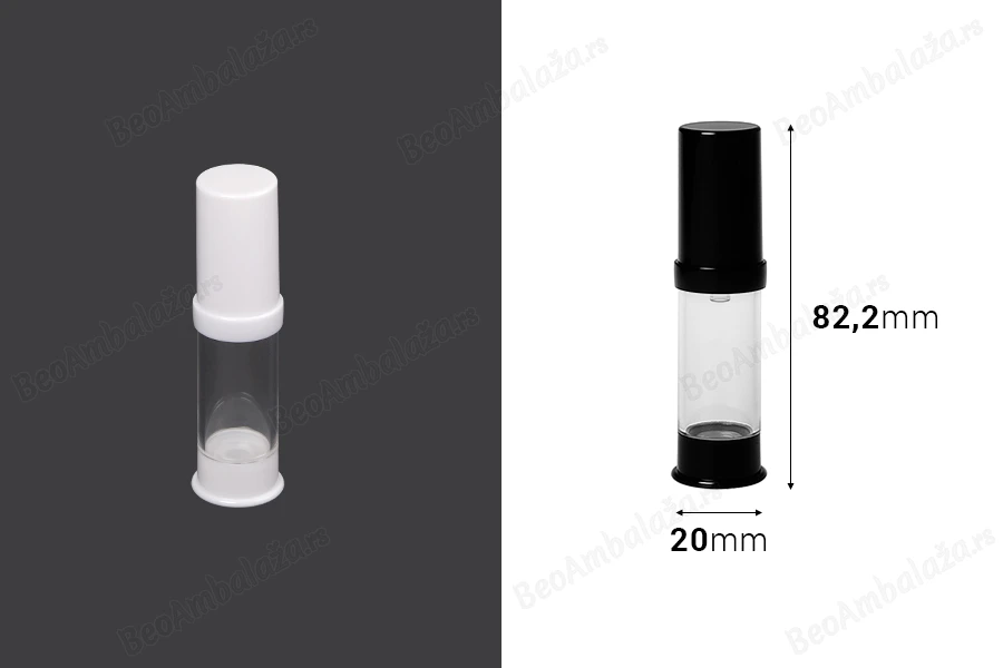 Airless akrilna bočica 5mL za kreme, u dve boje - 12 kom-dimenzije_slike