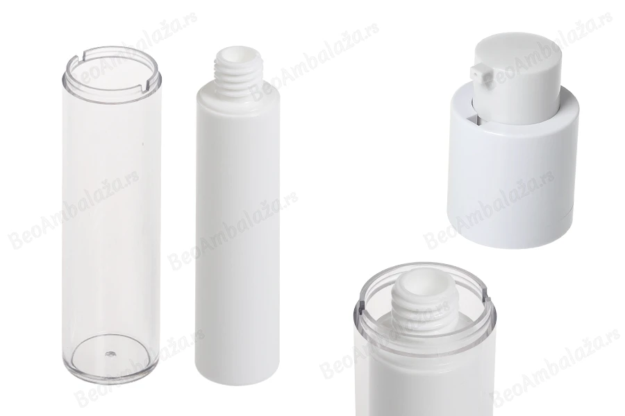 Airless bočica 50mL za kreme, plastična sa spoljašnjom akrilnom futrolom-grupa_slika