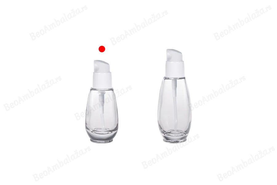 Staklena bočica 30mL sa belom plastičnom pumpicom i zatvaračem PP18-grupa_slika