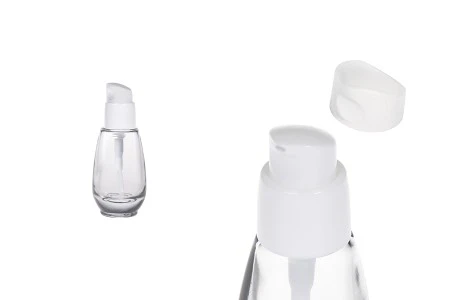 Staklena bočica 30mL sa belom plastičnom pumpicom i zatvaračem PP18-1
