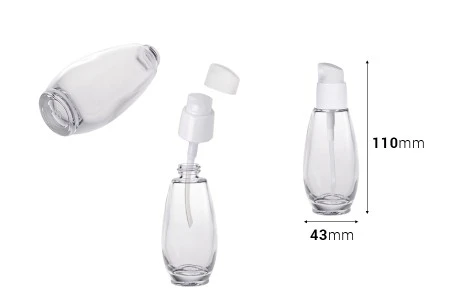 Staklena bočica 50mL sa belom plastičnom pumpicom PP18-2