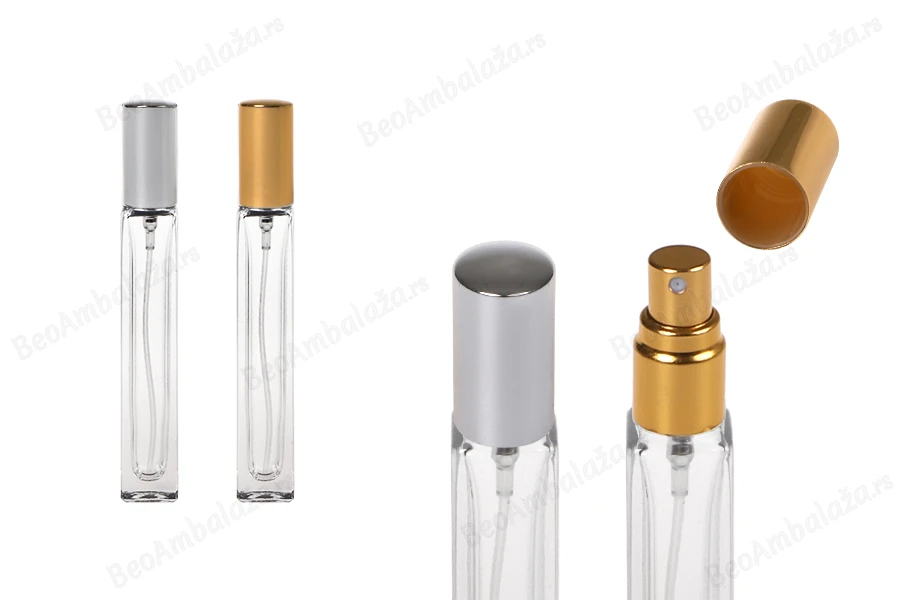 Bočica 10mL staklena, četvrtasta, sa poklopcem i aluminijumskim sprejom-slika_proizvoda