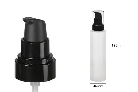 Staklena peskirana bočica 150mL sa crnom plastičnom pumpicom i providnim plastičnim zatvaračem-2