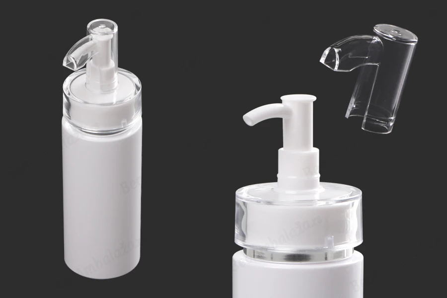 Plastična bela bočica 120mL (PP24) sa pumpicom i zatvaračem, za kremu-slika_proizvoda