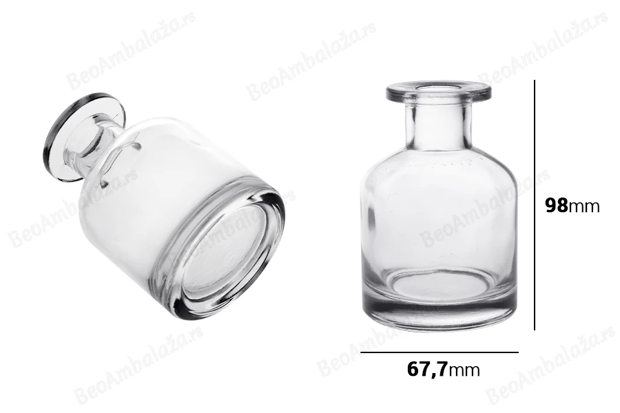 Staklena providna flaša 150mL-dimenzije_slike