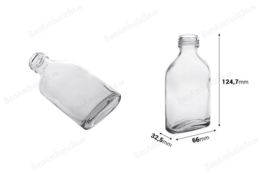 Staklena flašica 100mL u obliku pljoske-dimenzije_slike