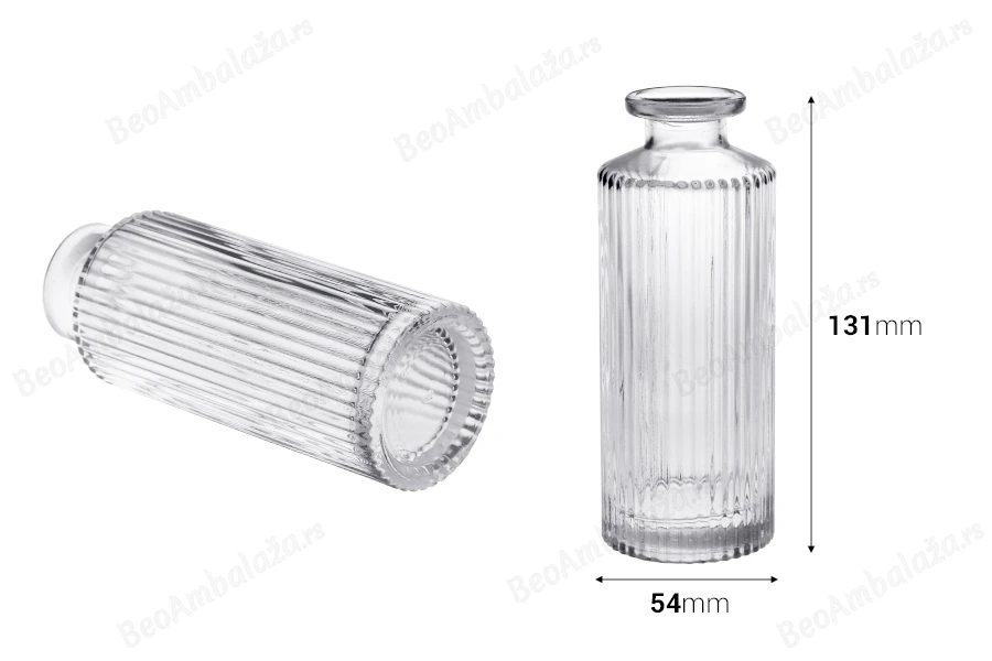Staklena rebrasta dekorativna bočica 150mL, pogodna za osveživač prostora-dimenzije_slike