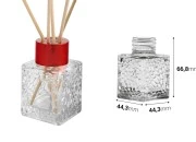 Staklena četvrtasta bočica 50mL (PP 28) sa reljefom, za osveživač prostora
