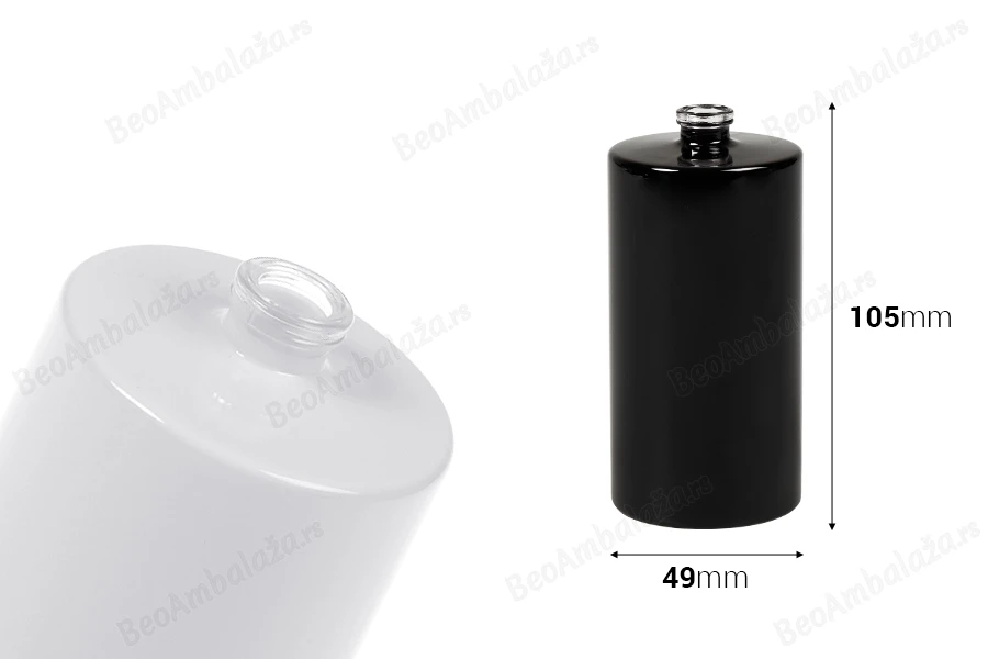 Okrugla flašica za parfem 100mL sa 15 mm „Crimp“ sigurnosnim zatvaranjem u beloj ili crnoj boji-dimenzije_slike