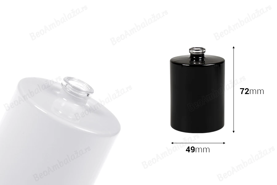 Okrugla flašica za parfem 50mL sa 15 mm „Crimp“ sigurnosnim zatvaranjem u beloj ili crnoj boji-dimenzije_slike