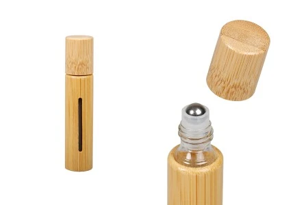 Roll on bočica 10mL sa oblogom od bambusa (staklena iznutra) i metalnom kuglicom - 6 kom-1