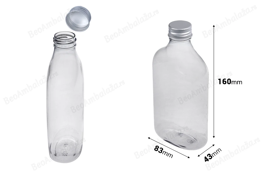 Providna plastična (PET) flaša 350 mL sa aluminijumskim zatvaračem - 6 kom-dimenzije_slike