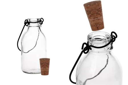 Staklena flašica sa metalnom drškom i pampurom 100mL-2